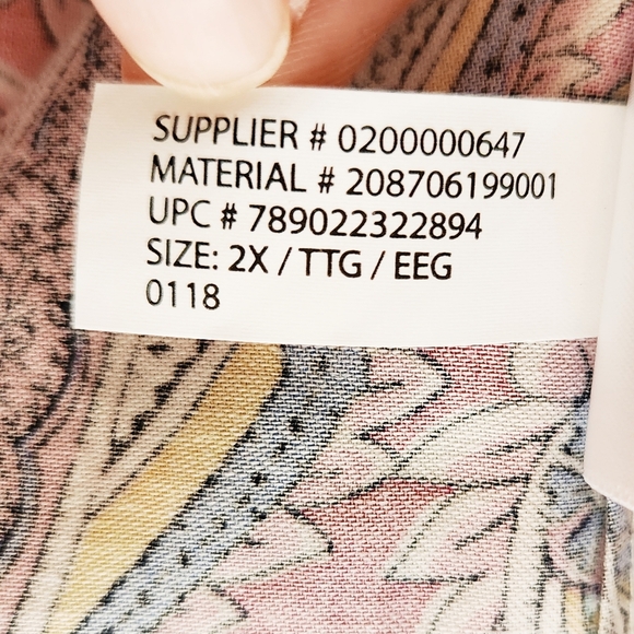 Chaps No Iron Women's Pink Paisley Print Button Front Shirt Top Plus Size 2X - Picture 8 of 9